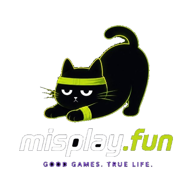 misplay.fun logo with Nekko and the Good games True life slogan